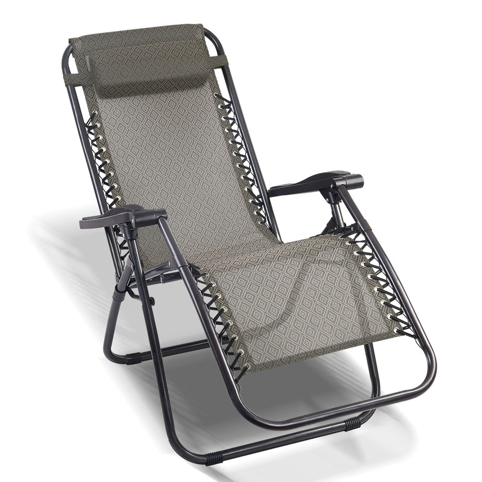 Gardeon Zero Gravity Recliner Chairs Outdoor Sun Lounge Beach Chair Camping - Beige - KRE Group