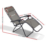 Gardeon Zero Gravity Recliner Chairs Outdoor Sun Lounge Beach Chair Camping - Beige - KRE Group