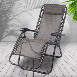 Gardeon Zero Gravity Recliner Chairs Outdoor Sun Lounge Beach Chair Camping - Beige - KRE Group