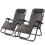 Gardeon Set of 2 Zero Gravity Chairs Reclining Outdoor Furniture Sun Lounge Folding Camping Lounger Grey - KRE Group