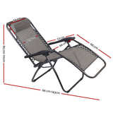 Gardeon Set of 2 Zero Gravity Chairs Reclining Outdoor Furniture Sun Lounge Folding Camping Lounger Grey - KRE Group