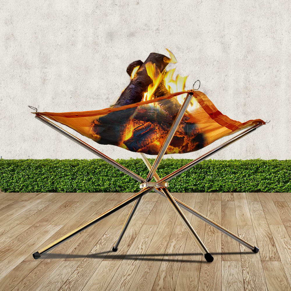 Grillz Portable Fire Pit BBQ Outdoor Camping Wood Burner Fireplace Heater Pits - KRE Group