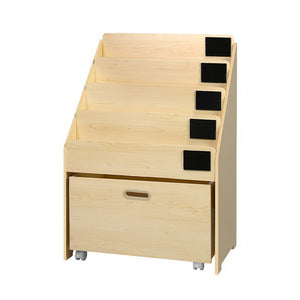 Keezi Kids Bookcase Childrens Bookshelf Organiser Storage Shelf Wooden Beige - KRE Group