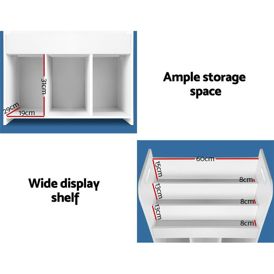 Keezi Kids Bookcase Childrens Bookshelf Display Cabinet Toys Storage Organizer - KRE Group