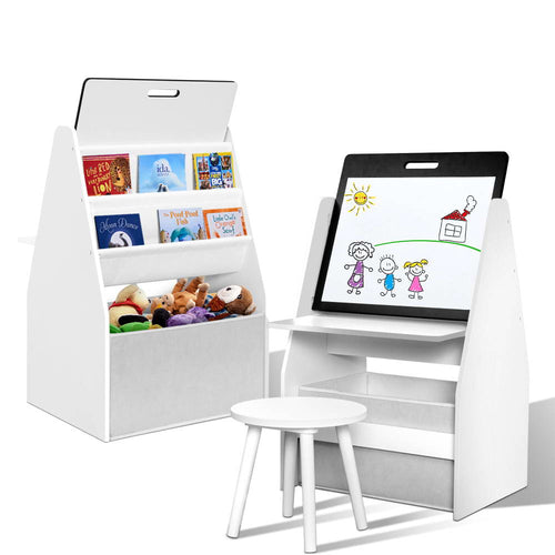Keezi Kids Bookshelfs Child Bookcases Kids Easel Whiteboard Magazine Rack Desk - KRE Group