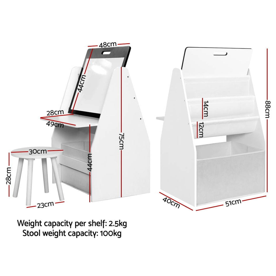 Keezi Kids Bookshelfs Child Bookcases Kids Easel Whiteboard Magazine Rack Desk - KRE Group