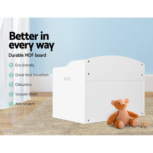 Keezi Kids Toy Box Storage Cabinet Chest Blanket Children Clothes Organiser White - KRE Group