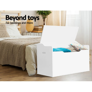 Keezi Kids Toy Box Storage Cabinet Chest Blanket Children Clothes Organiser White - KRE Group