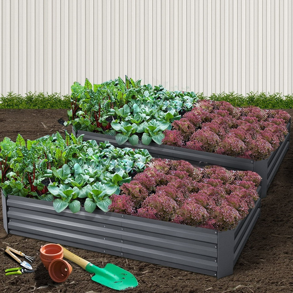 Greenfingers Garden Bed 2PCS 210X90X30cm  Galvanised Steel Raised Planter - KRE Group