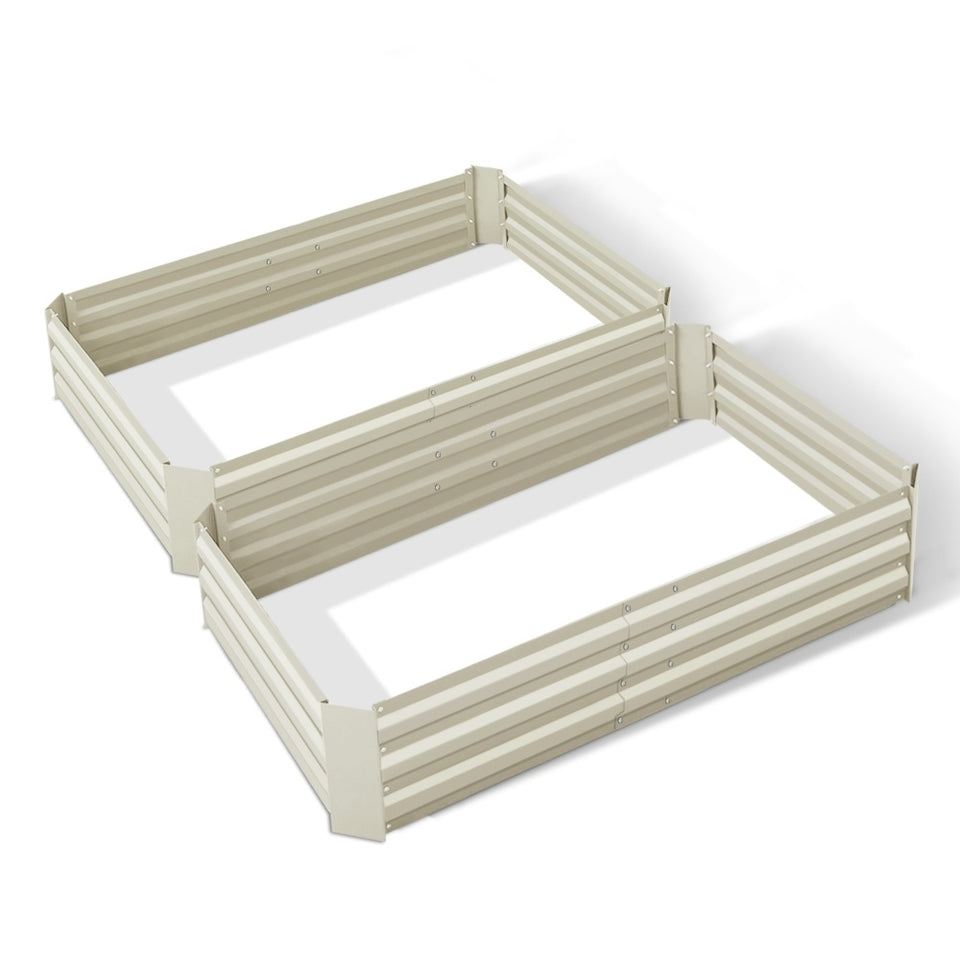 Green Fingers Set of 2 120 x 90cm Raised Garden Bed - Cream - KRE Group