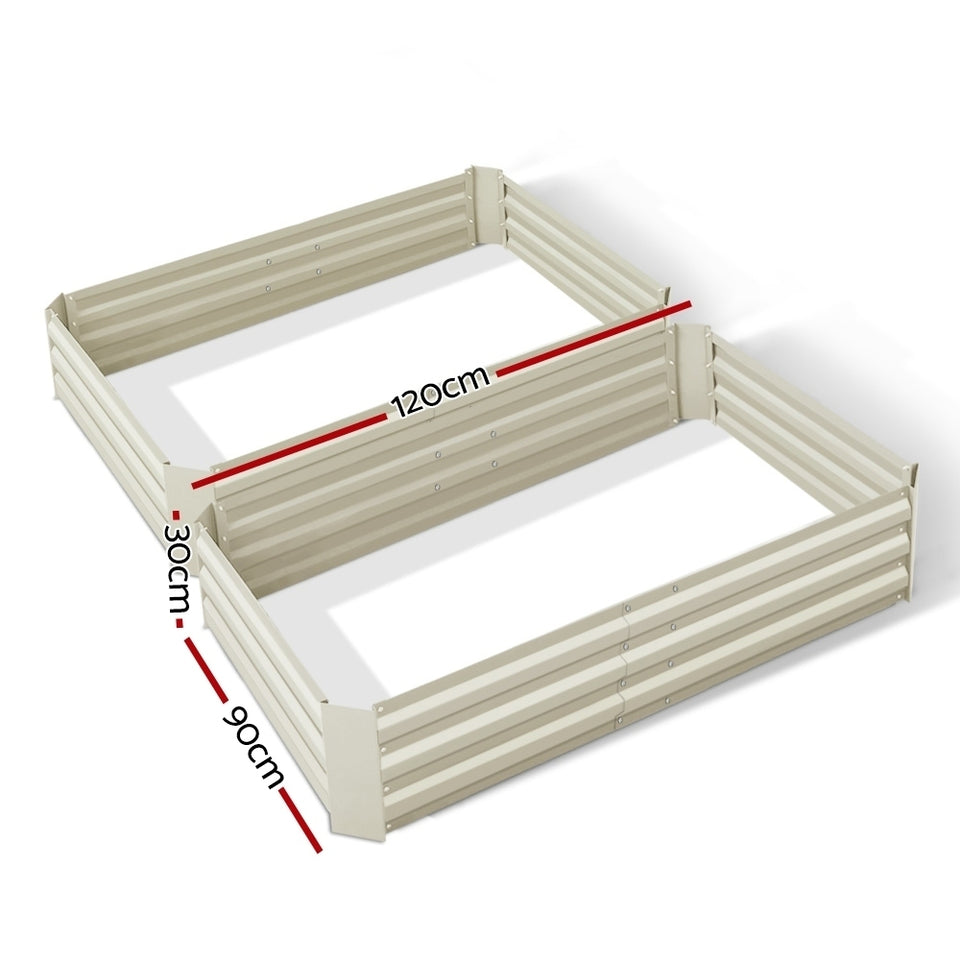 Green Fingers Set of 2 120 x 90cm Raised Garden Bed - Cream - KRE Group