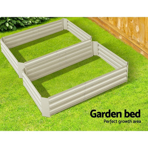 Green Fingers Set of 2 120 x 90cm Raised Garden Bed - Cream - KRE Group