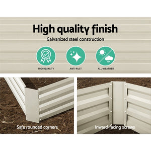 Green Fingers Set of 2 120 x 90cm Raised Garden Bed - Cream - KRE Group