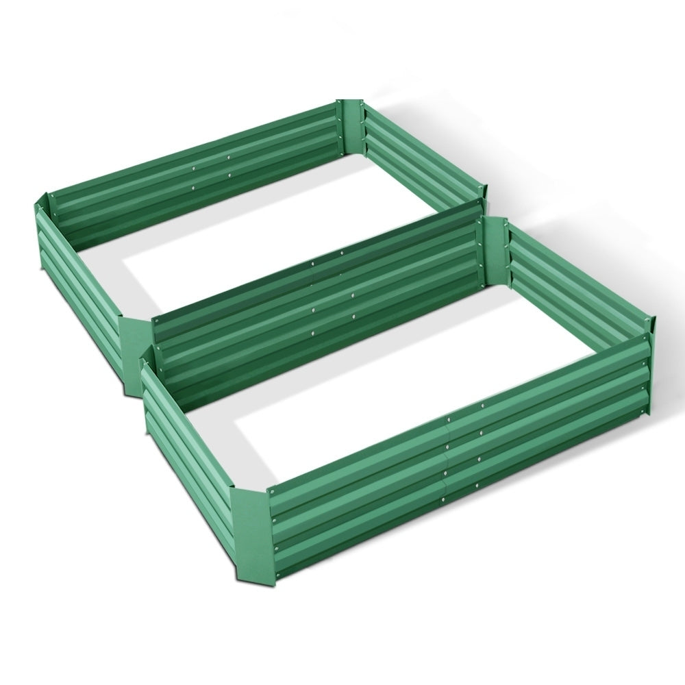 Green Fingers Set of 2 120 x 90cm Raised Garden Bed - Green - KRE Group