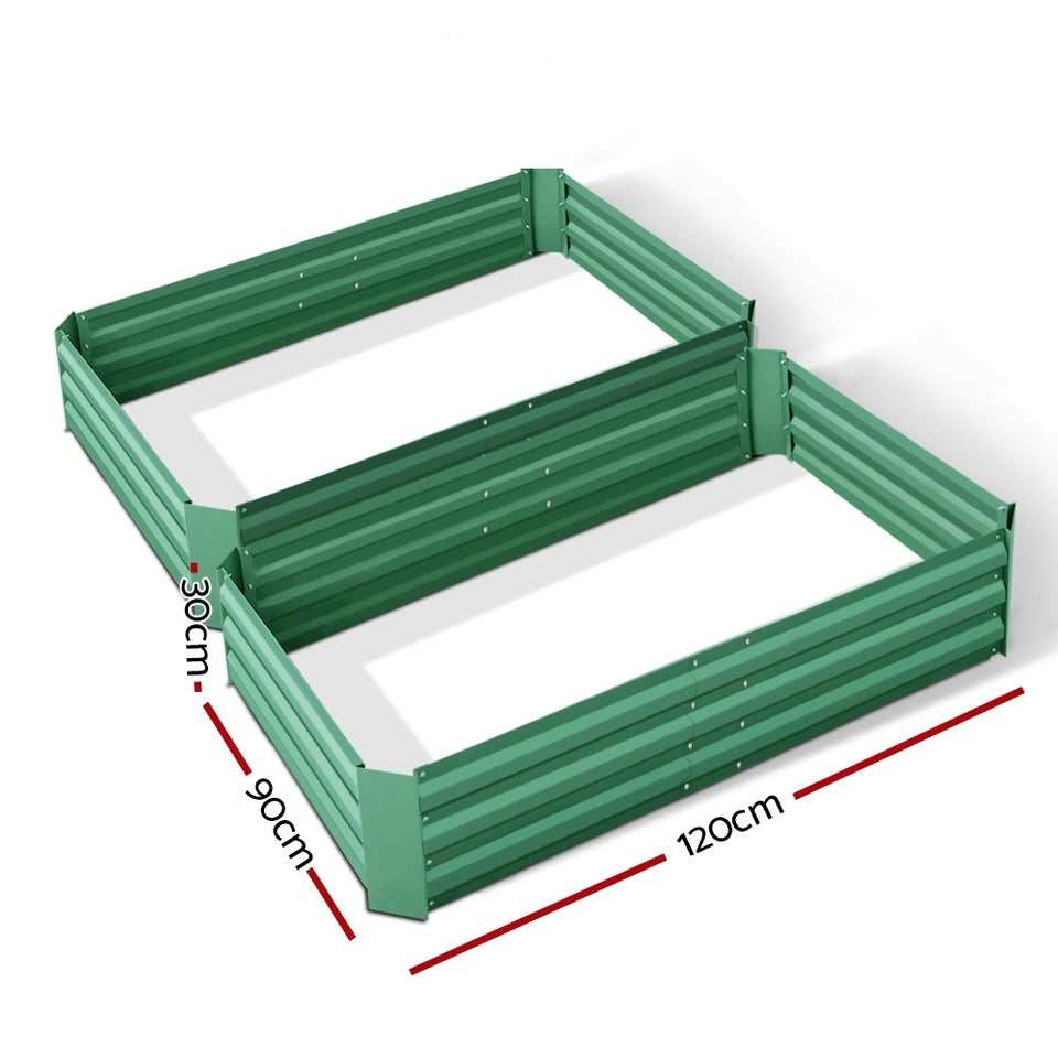 Green Fingers Set of 2 120 x 90cm Raised Garden Bed - Green - KRE Group