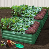 Green Fingers Set of 2 120 x 90cm Raised Garden Bed - Green - KRE Group