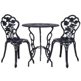 Gardeon 3PC Outdoor Setting Cast Aluminium Bistro Table Chair Patio Black - KRE Group