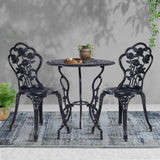 Gardeon 3PC Outdoor Setting Cast Aluminium Bistro Table Chair Patio Black - KRE Group