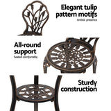 Gardeon 3PC Outdoor Setting Cast Aluminium Bistro Table Chair Patio Bronze - KRE Group