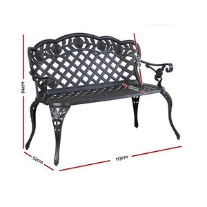 Gardeon Garden Bench Patio Porch Park Lounge Cast Aluminium Outdoor Furniture - KRE Group