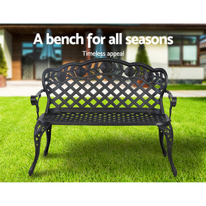 Gardeon Garden Bench Patio Porch Park Lounge Cast Aluminium Outdoor Furniture - KRE Group