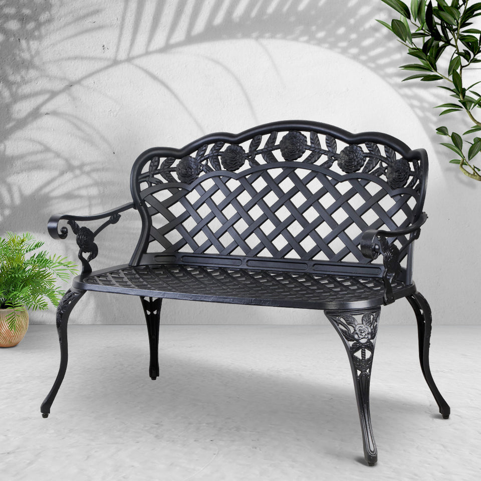 Gardeon Garden Bench Patio Porch Park Lounge Cast Aluminium Outdoor Furniture - KRE Group