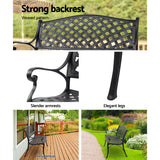 Gardeon Garden Bench Outdoor Seat Chair Cast Aluminium Park Black - KRE Group