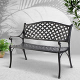 Gardeon Garden Bench Outdoor Seat Chair Cast Aluminium Park Black - KRE Group