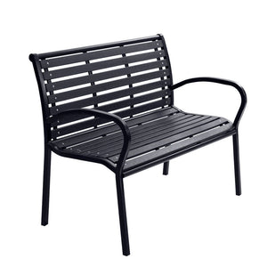 Gardeon Garden Bench Outdoor Furniture Chair Steel Lounge Backyard Patio Park Black - KRE Group