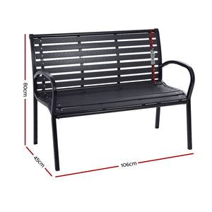 Gardeon Garden Bench Outdoor Furniture Chair Steel Lounge Backyard Patio Park Black - KRE Group