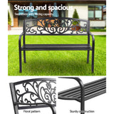 Garden Bench Seat Outdoor Chair Steel Iron Patio Furniture Lounge Porch Lounger Vintage Black Gardeon - KRE Group