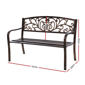 Gardeon Cast Iron Garden Bench - Bronze - KRE Group