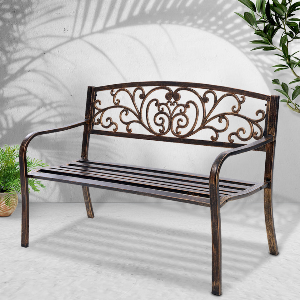 Gardeon Cast Iron Garden Bench - Bronze - KRE Group