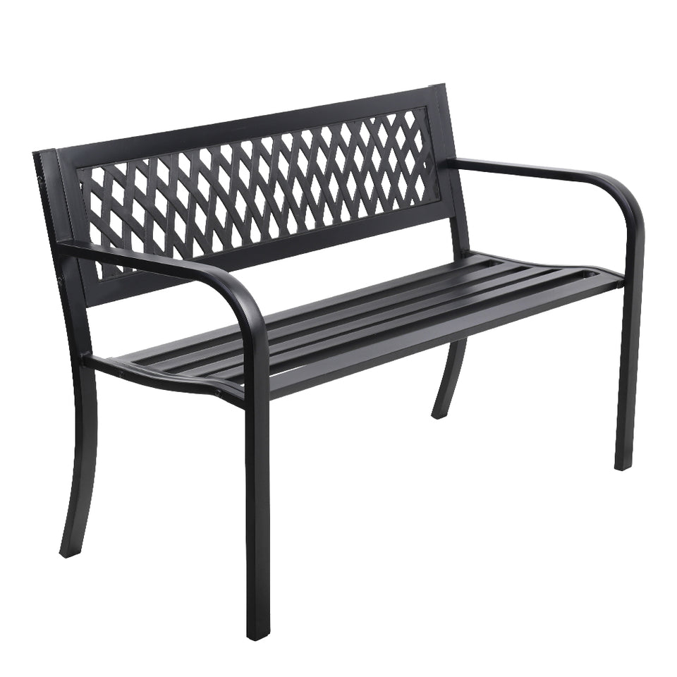 Gardeon Cast Iron Modern Garden Bench - Black - KRE Group