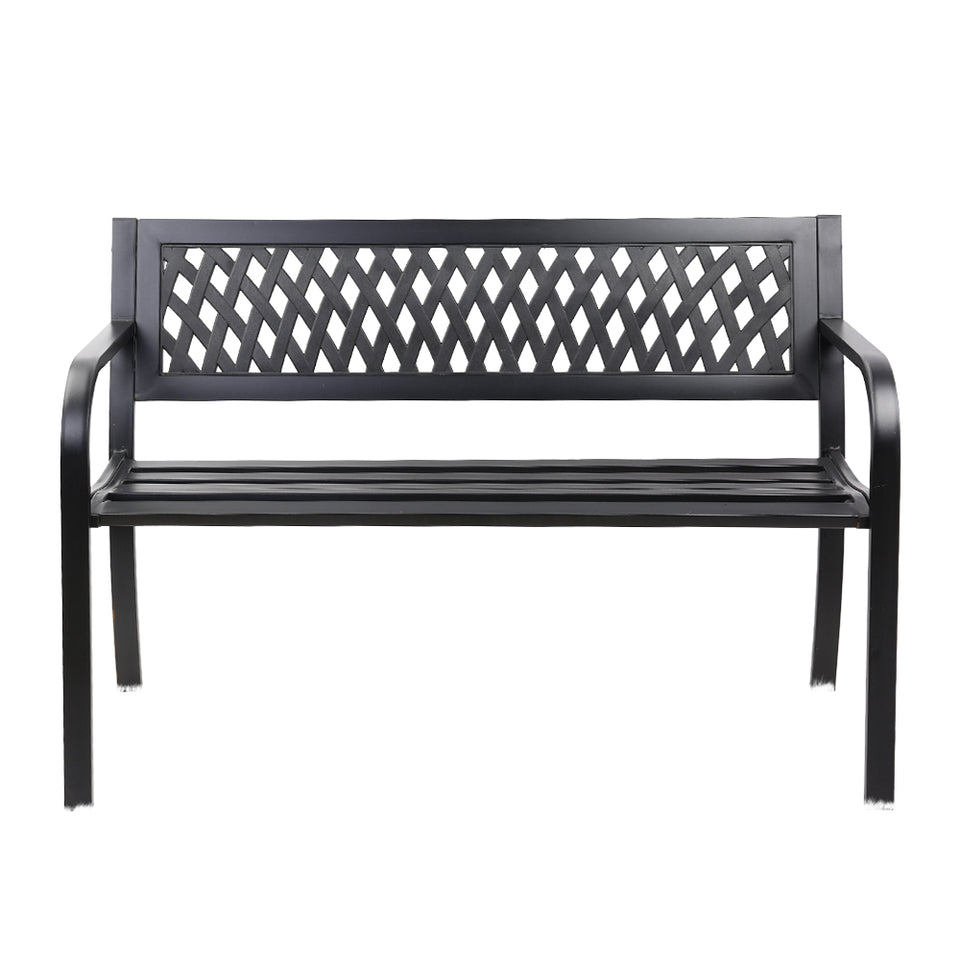 Gardeon Cast Iron Modern Garden Bench - Black - KRE Group