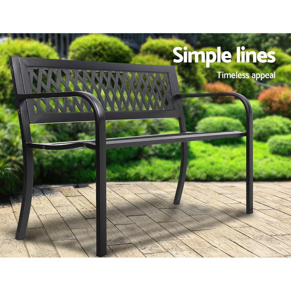 Gardeon Cast Iron Modern Garden Bench - Black - KRE Group