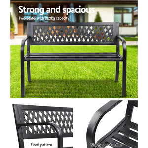 Gardeon Cast Iron Modern Garden Bench - Black - KRE Group