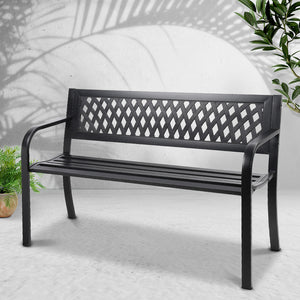 Gardeon Cast Iron Modern Garden Bench - Black - KRE Group