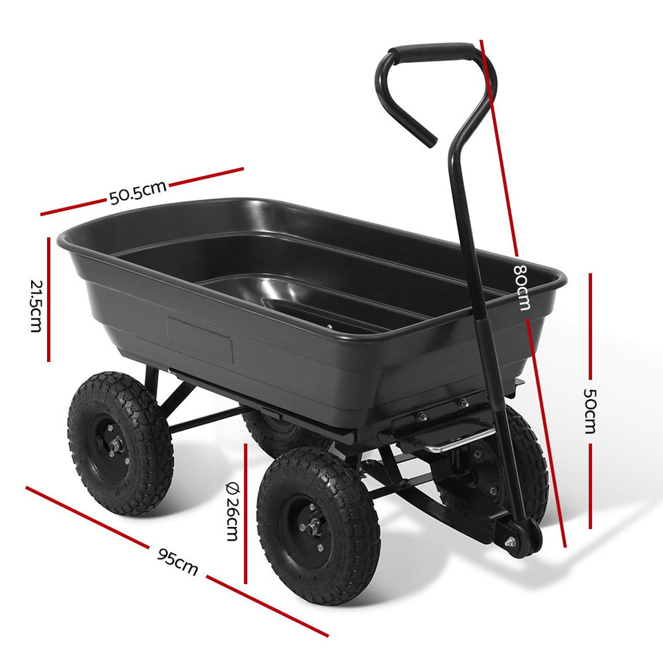 Gardeon 75L Garden Dump Cart - Black - KRE Group