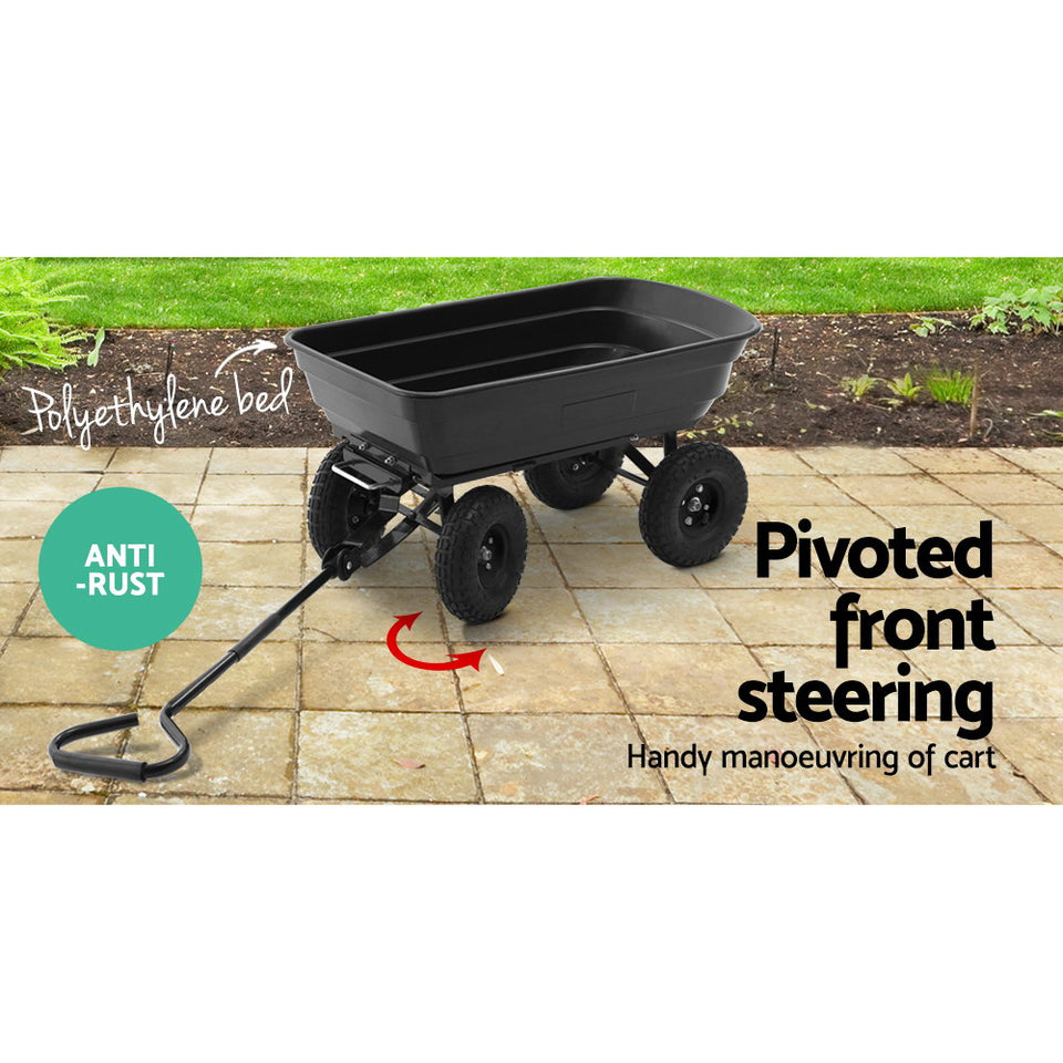 Gardeon 75L Garden Dump Cart - Black - KRE Group