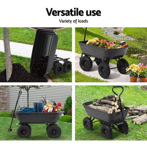 Gardeon 75L Garden Dump Cart - Black - KRE Group