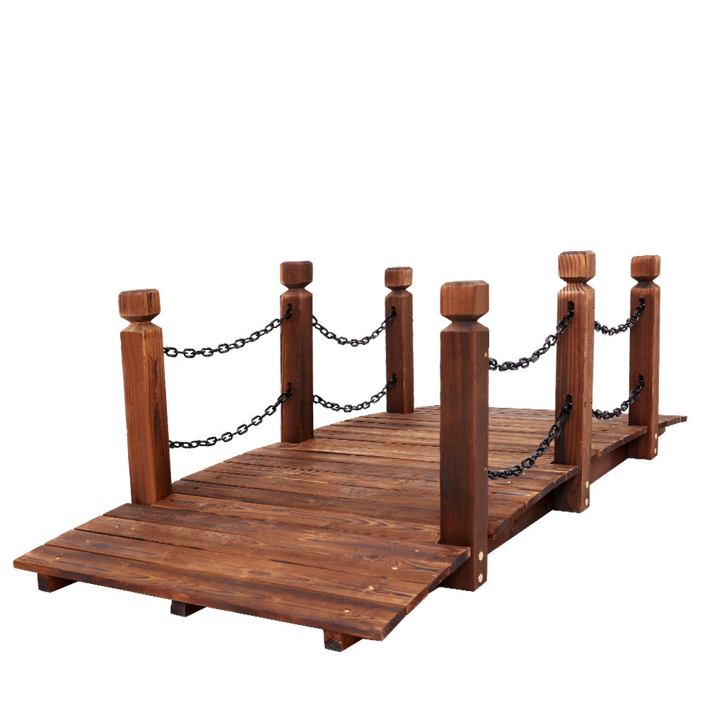 Garden Rustic Chain Bridge Wooden Decoration Decor Landscape 160cm Length Rail - KRE Group