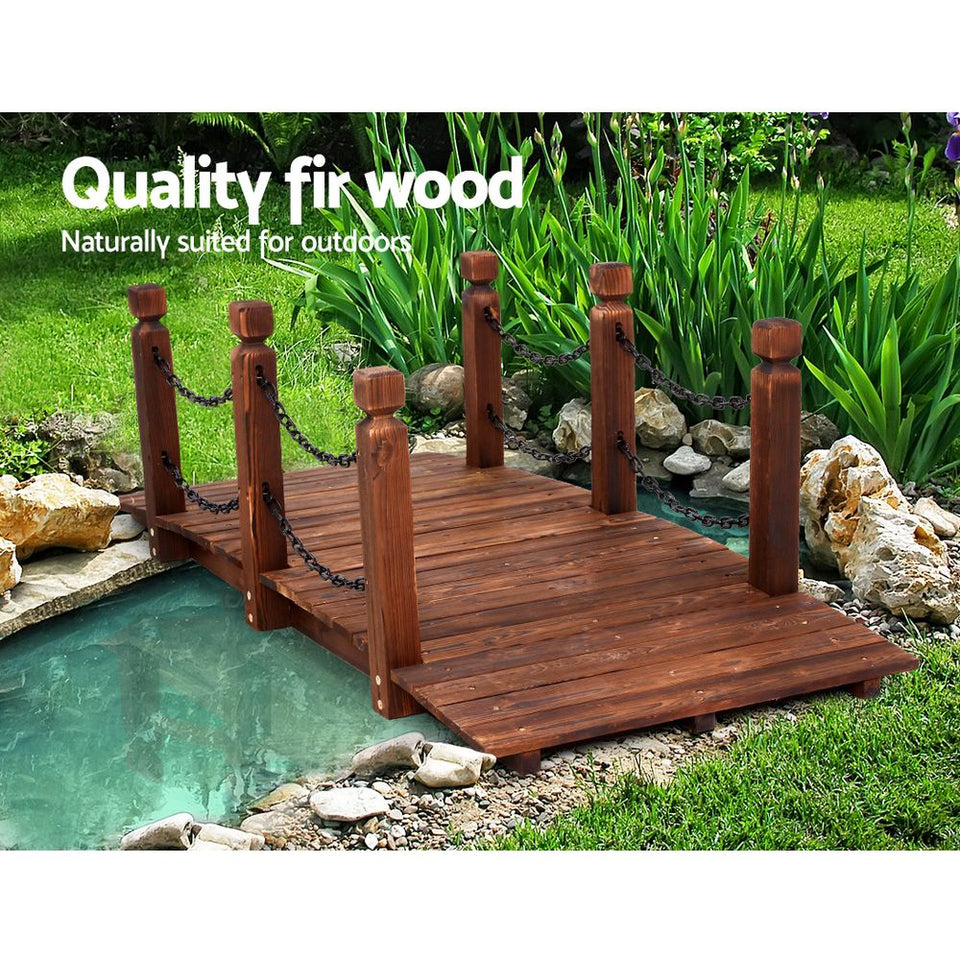 Garden Rustic Chain Bridge Wooden Decoration Decor Landscape 160cm Length Rail - KRE Group