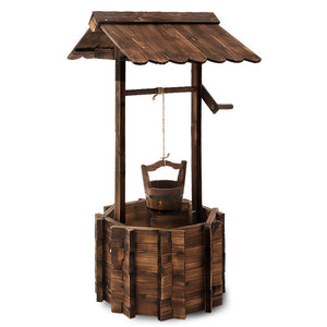 Gardeon Outdoor Garden Ornaments Wishing Well Planter Bucket Wooden Decor XL - KRE Group