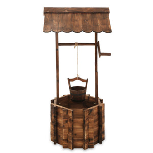 Gardeon Outdoor Garden Ornaments Wishing Well Planter Bucket Wooden Decor XL - KRE Group