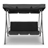 Gardeon Outdoor Furniture Swing Chair Hammock 3 Seater Bench Seat Canopy Black - KRE Group