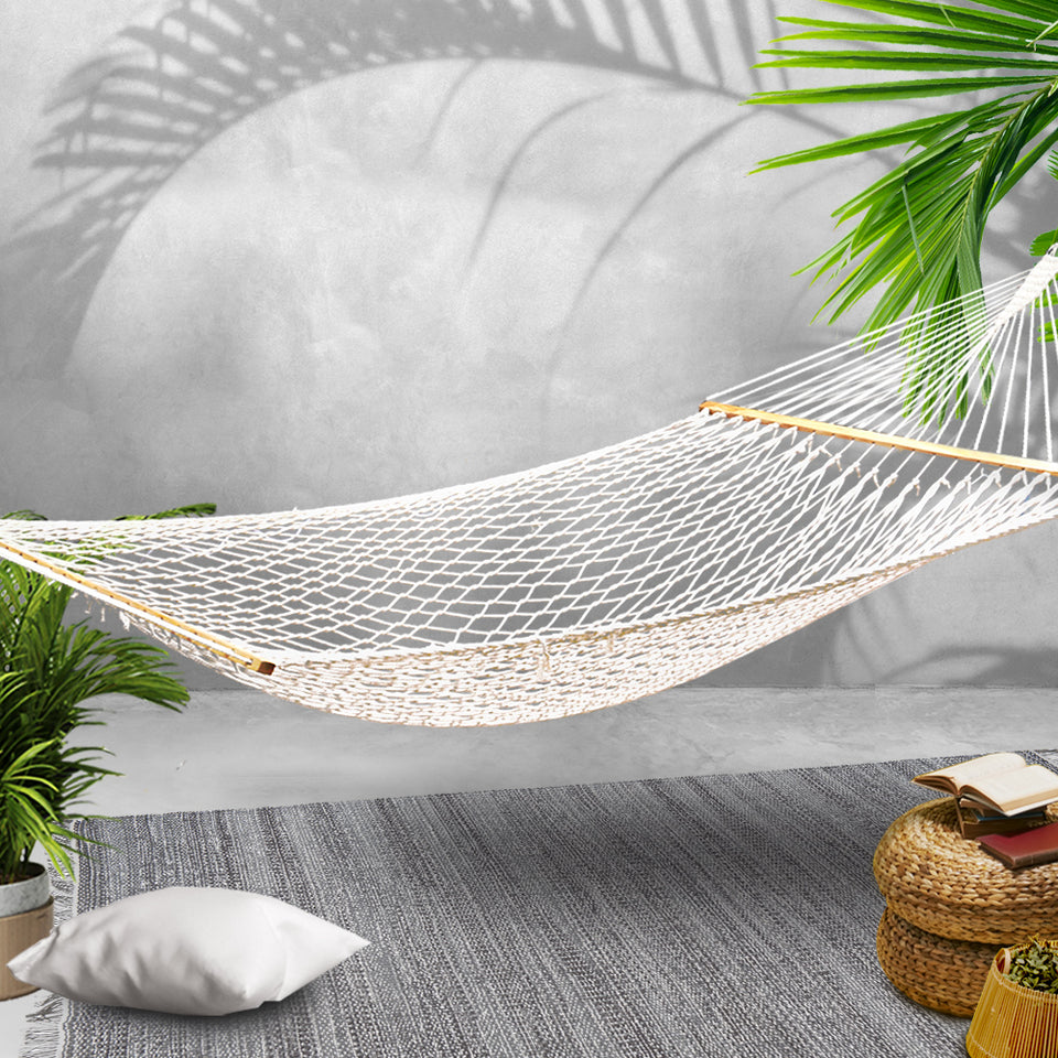 Gardeon Double Swing Hammock Bed Cream - KRE Group