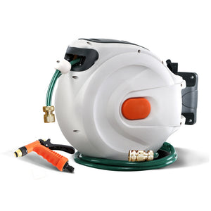 Greenfingers Retractable Hose Reel 20M Garden Water Brass Spray Gun Auto Rewind - KRE Group