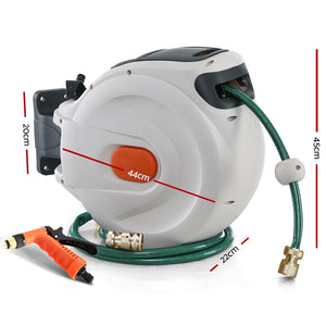 Greenfingers Retractable Hose Reel 20M Garden Water Brass Spray Gun Auto Rewind - KRE Group