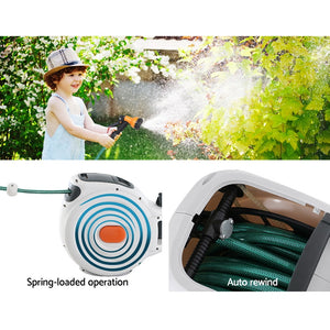 Greenfingers Retractable Hose Reel 20M Garden Water Spray Gun Auto Rewind - KRE Group